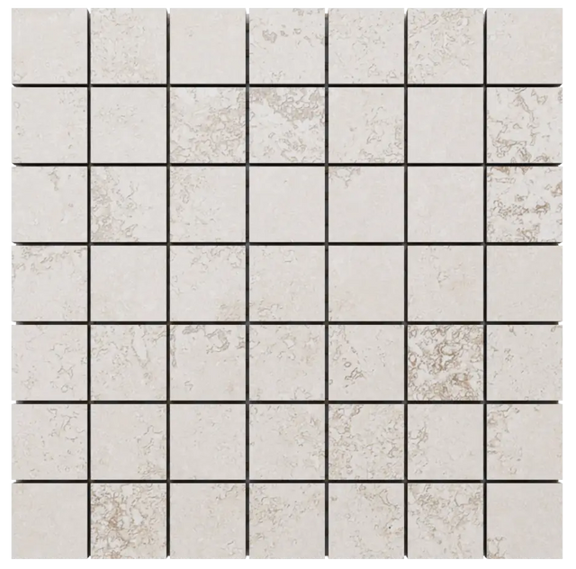 Mosaico de gres en red para baño o cocina 30 cm x 30 cm - Cubo grande gris