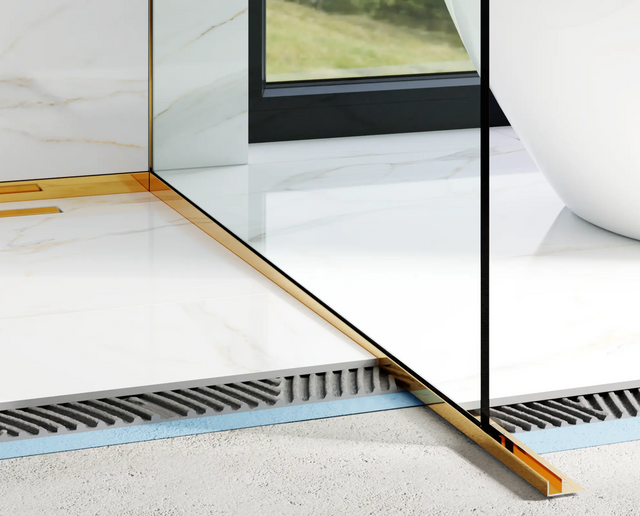 Profilo vetro doccia e pavimento destro oro lucido