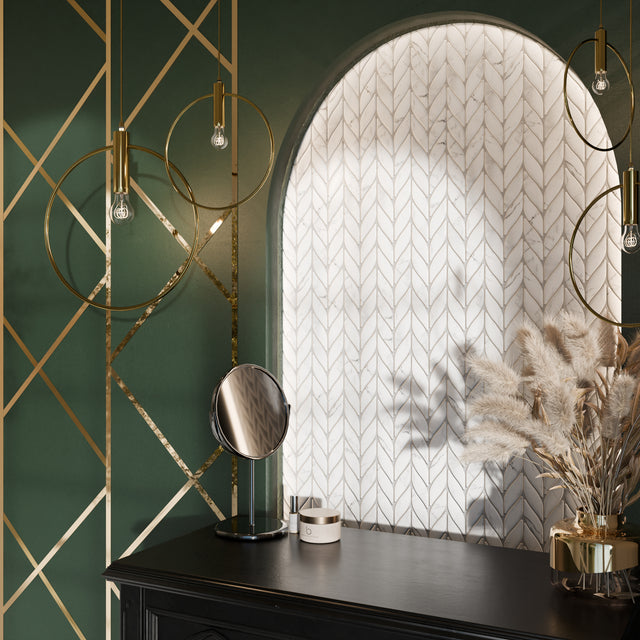 Mosaico in ceramica su rete per bagno o cucina 27.6 cm x 33.2 cm - Marble Sparrow