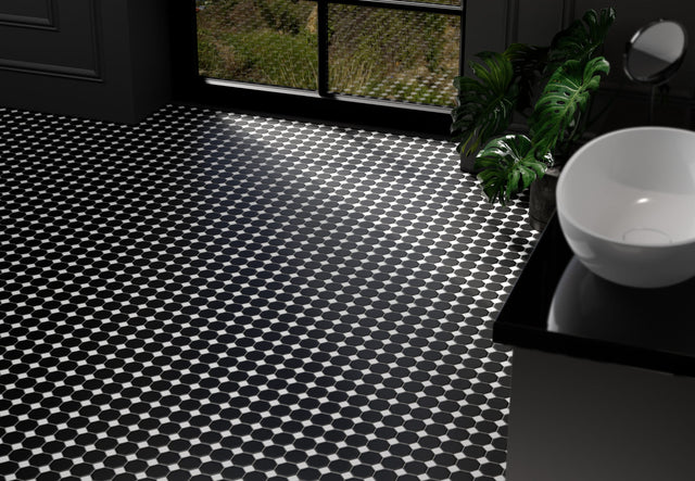 Mosaik aus Keramik auf Netz für Bad oder Küche 29,3 cm x 29,3 cm - Tetris Schloss