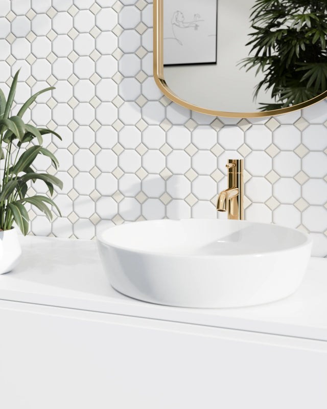 Keramikmosaik auf Netz für Bad oder Küche 29,3 cm x 29,3 cm – Castel del Monte