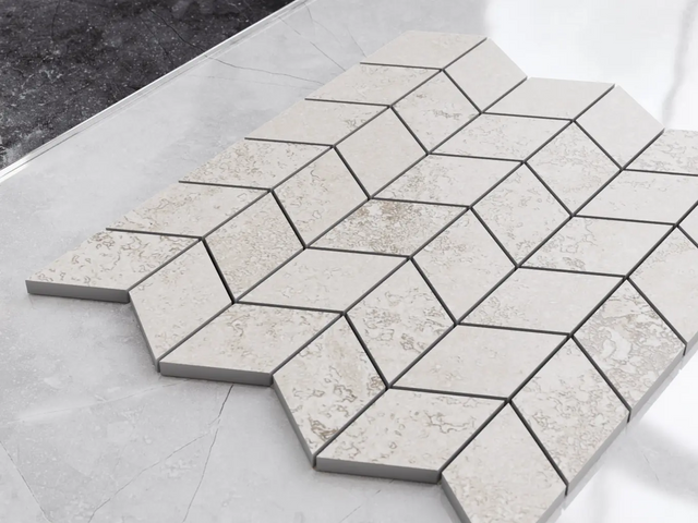 Mosaic in gres on mesh for bathroom or kitchen 26.5 cm x 30.5 cm - White slate