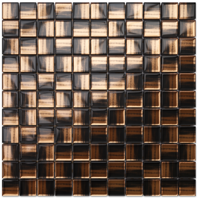 Glass mosaic on mesh for bathroom or kitchen 30 cm x 30 cm - Copper moon