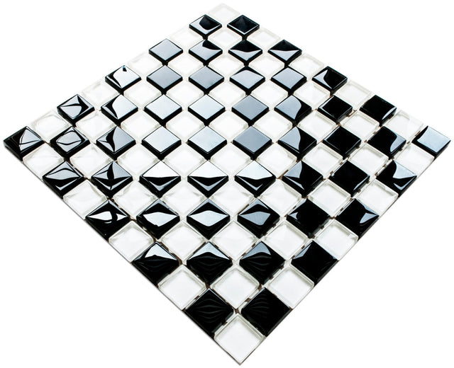 Mosaico su rete in vetro per bagno o cucina 27.2 x 27.2 cm – Check mate