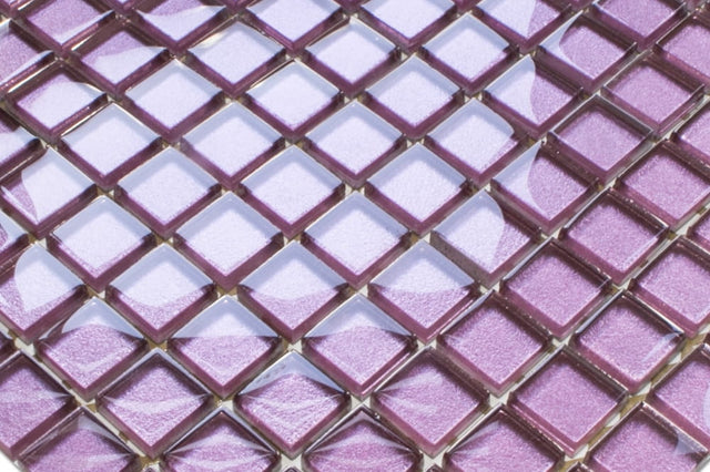 Mosaico in vetro su rete per bagno o cucina 30 x 30 cm - Pink agata