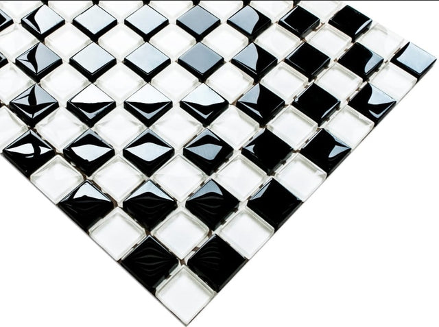 Mosaico su rete in vetro per bagno o cucina 27.2 x 27.2 cm – Check mate