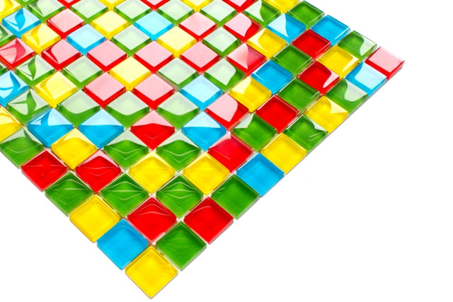Mosaico in vetro su rete per bagno o cucina 30 x 30 cm - Legoland