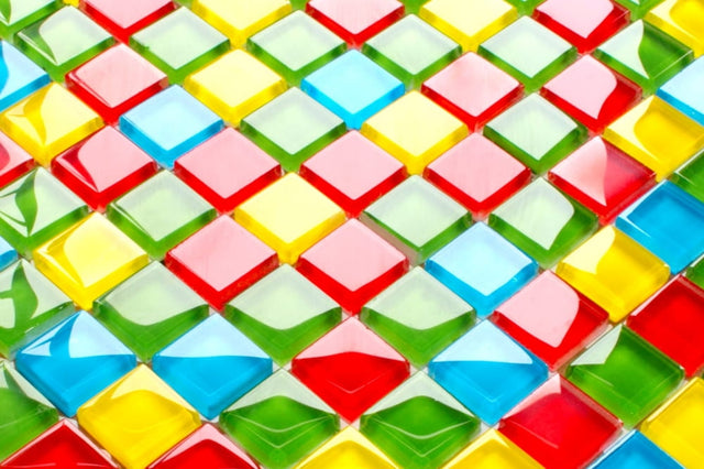 Mosaico in vetro su rete per bagno o cucina 30 x 30 cm - Legoland