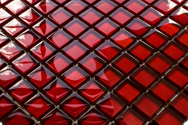 Mosaico de vidrio en red para baño o cocina 30 cm x 30 cm - Vino Pomerol