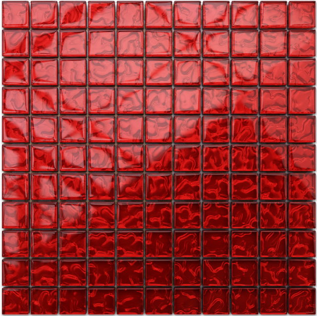 Mosaico in vetro su rete per bagno o cucina 30 x 30 cm - Red coral