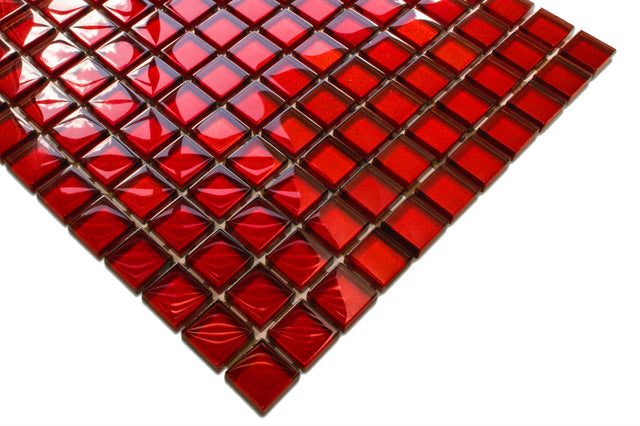 Mosaico in vetro su rete per bagno o cucina 30 x 30 cm - Bloody Mary