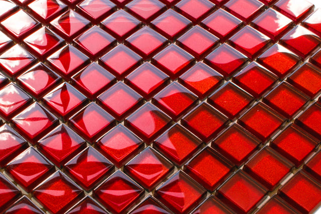 Mosaico in vetro su rete per bagno o cucina 30 cm x 30 cm - Bloody Mary