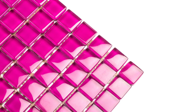 Mosaico in vetro su rete per bagno o cucina 30 cm x 30 cm - Pink grapefruit