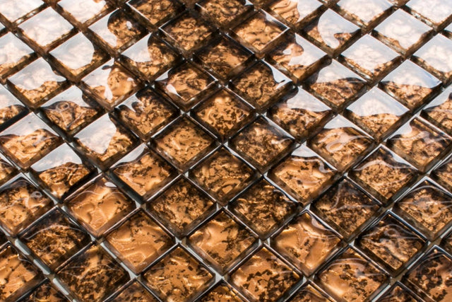 Mosaico in vetro su rete per bagno o cucina 30 cm x 30 cm - Baltic amber