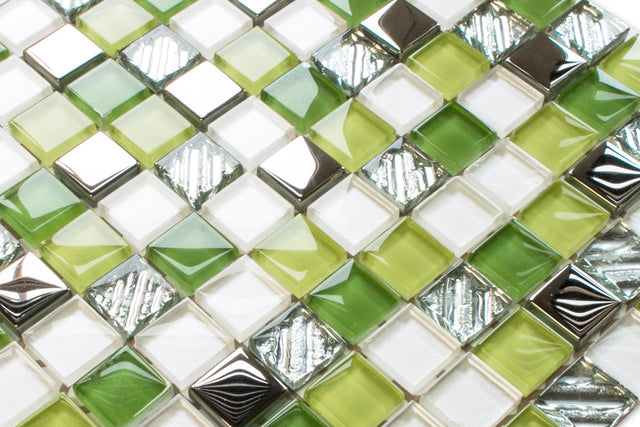 Mosaico in vetro su rete per bagno o cucina 30x30 cm - Green fashion