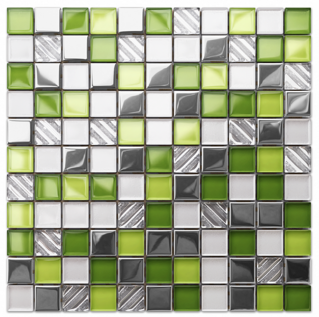 Glass mosaic on mesh for bathroom or kitchen 30x30 cm - Green fashion