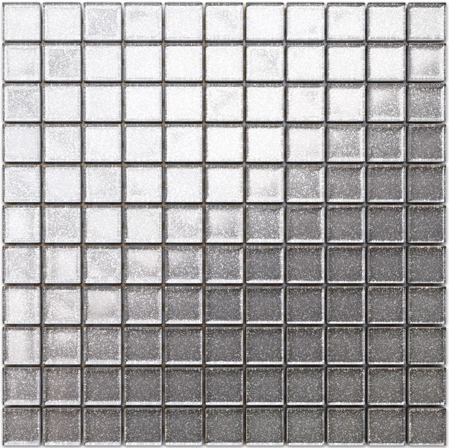 Mosaico in vetro su rete per bagno o cucina 30 x 30 cm - Silver sparks