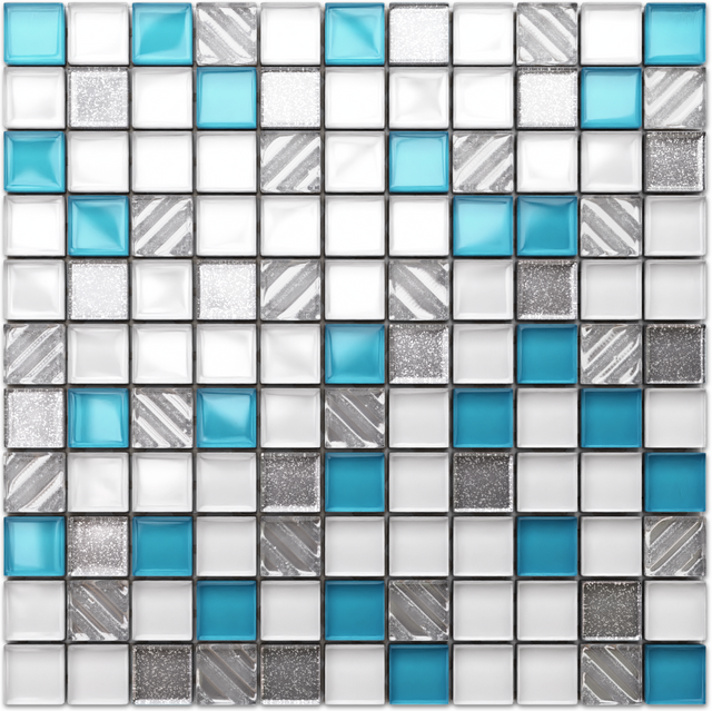 Mosaico in vetro su rete per bagno o cucina 30 x 30 cm - Poseidon