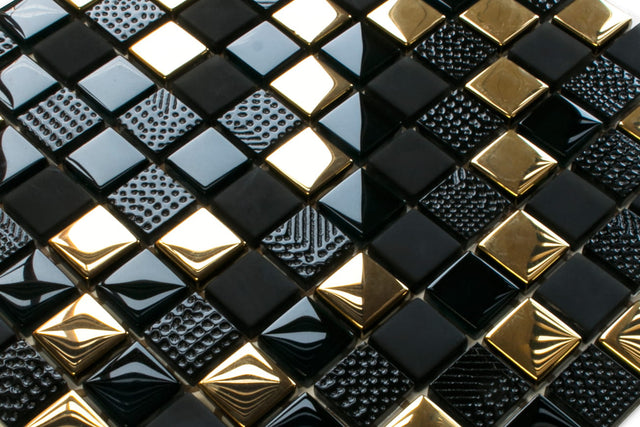 Mosaico in vetro su rete per bagno o cucina 30 cm x 30 cm - El Dorado