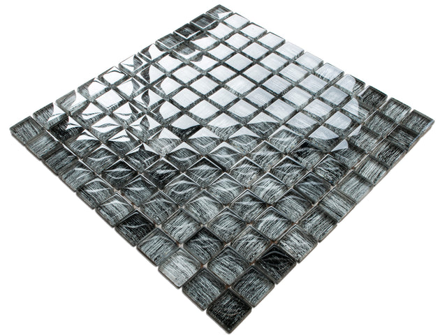 Mosaico in vetro su rete per bagno o cucina 30 x 30 cm – Iron Earth