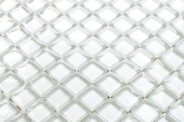 Mosaico in vetro su rete per bagno o cucina 30 x 30 cm - Pole north snow