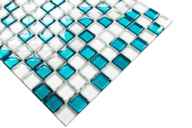 Mosaico in vetro su rete per bagno o cucina 30x30 cm - Laguna