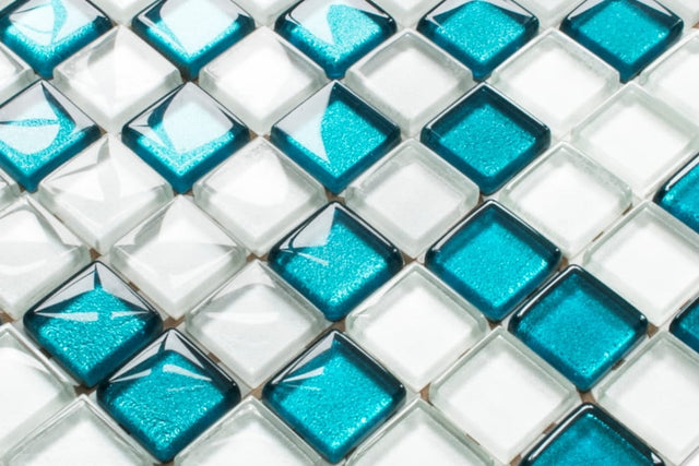 Mosaico in vetro su rete per bagno o cucina 30x30 cm - Laguna