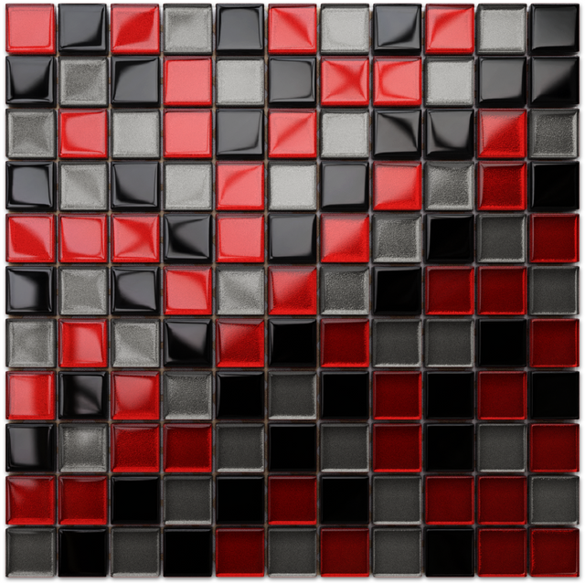 Mosaico in vetro su rete per bagno o cucina 30 x 30 cm - Crimson grey