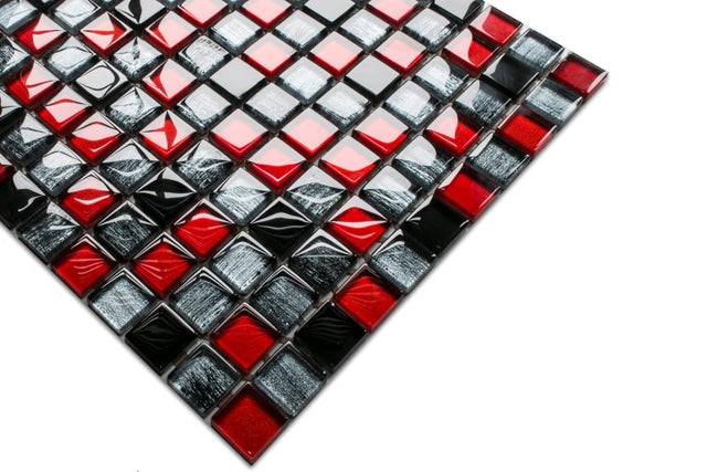 Mosaico in vetro su rete per bagno o cucina 30 x 30 cm - Milan jeans