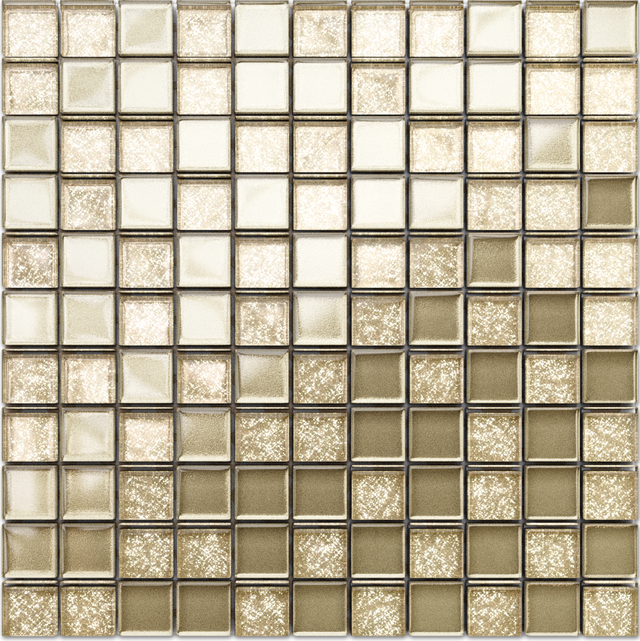Glass mosaic on mesh for bathroom or kitchen 30 cm x 30 cm - Golden sunshine