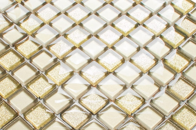 Mosaico in vetro su rete per bagno o cucina 30 x 30 cm -  Golden sunshine