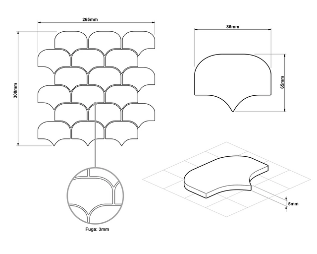 Mosaico in ceramica su rete per bagno o cucina 30.0 cm x 26.5 cm - Blue plum