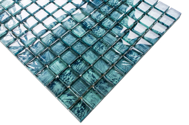 Mosaico in vetro su rete per bagno o cucina 30 x 30 cm - Grey eyes