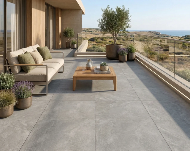 Piastrella per pavimento Pan grey per esterno 60 x 60 cm Sp. 2cm rettificato - effetto pietra R11