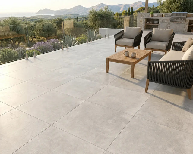 Piastrella per pavimento Pan white per esterno 60 x 60 cm Sp. 2cm rettificato - effetto pietra R11