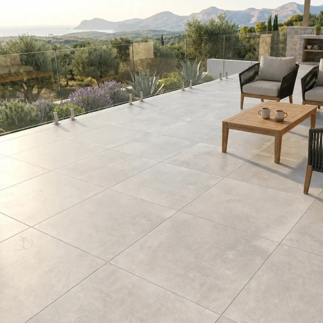 Piastrella per pavimento Pan white per esterno 60 x 60 cm Sp. 2cm rettificato - effetto pietra R11