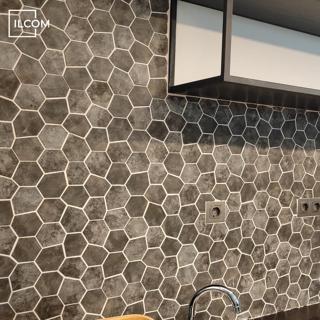 Mosaïque en verre pressé sur filet pour salle de bain et cuisine 41 cm x 26 cm - Hexa air slat