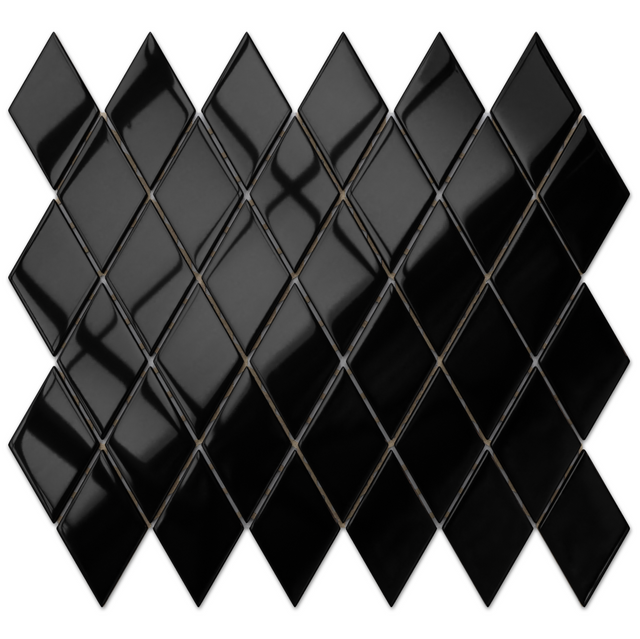 Mosaïque en verre sur filet pour salle de bain ou cuisine 25 cm x 29.2 cm - Filet noir