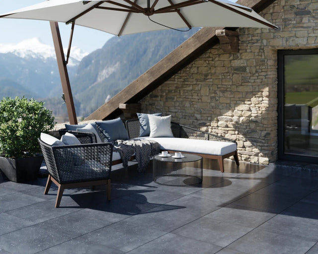 Piastrella per pavimento Real black per esterno 60 x 60 cm Sp. 2cm rettificato - effetto pietra R11