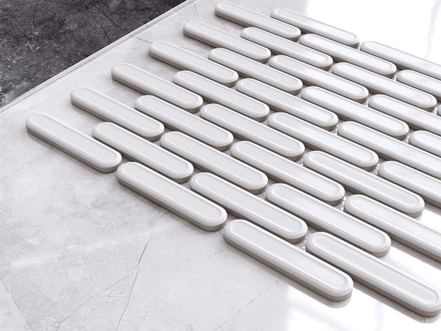 Mosaico in ceramica su rete per bagno o cucina 30 cm x 30.5 cm - White savoiardi