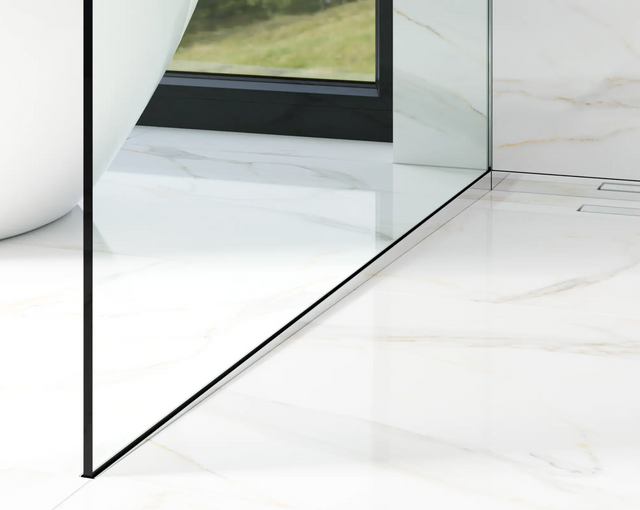Profilo vetro doccia e pavimento sinistro argento lucido