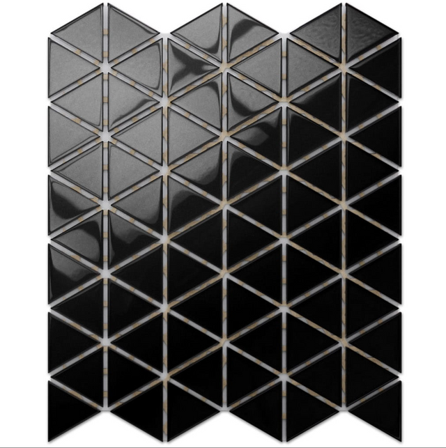 Glass mosaic on mesh for bathroom or kitchen 26.3 cm x 30.3 cm - Black Opium