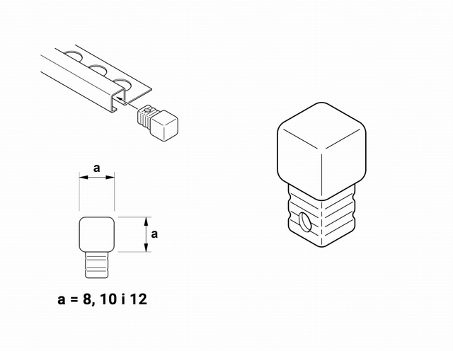 Corner finish for stainless steel profiles Q and P satin copper ungrounded