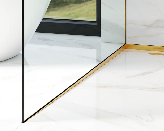 Profilo vetro doccia e pavimento sinistro oro satinato
