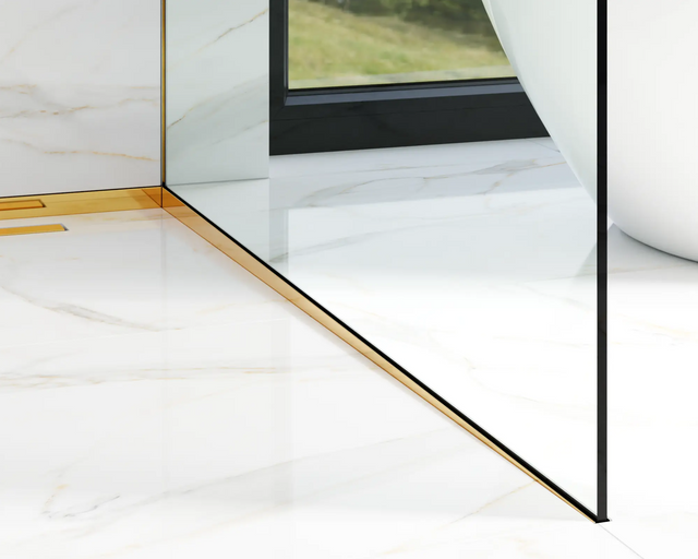 Shower glass profile and right polished gold floor
