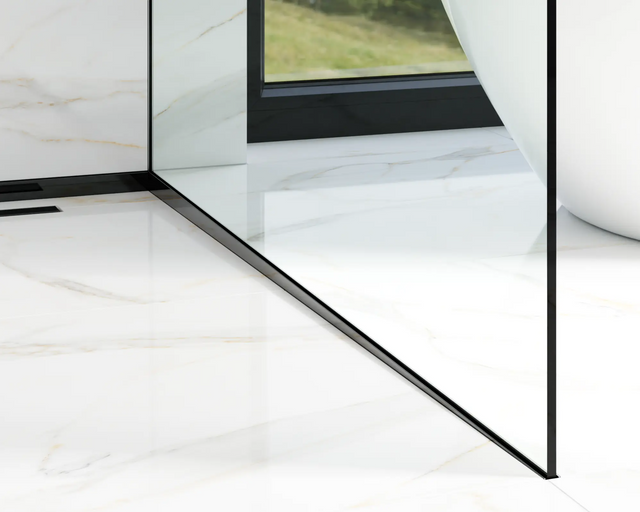 Profilo vetro doccia e pavimento destro nero lucido