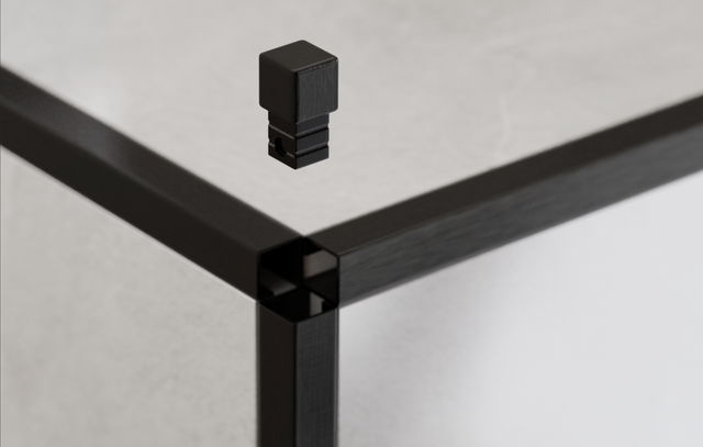 Angular finish for stainless steel profiles Q and P in black satin