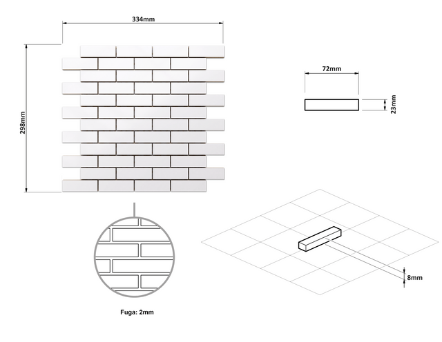 Mosaic ceramic on net for bathroom or kitchen 33.4 cm x 29.8 cm - Another brick in the wall