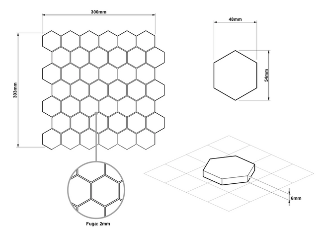 Mosaico de vidrio hexagonal en red para baño o cocina 30 cm x 30.3 cm - Lava blanca