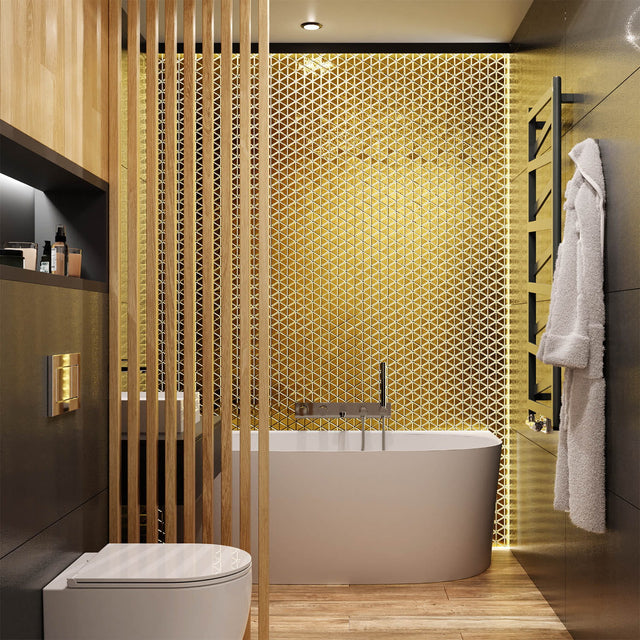 Mosaico in vetro su rete per bagno o cucina 26,3 x 30,3 cm - Golden Totem